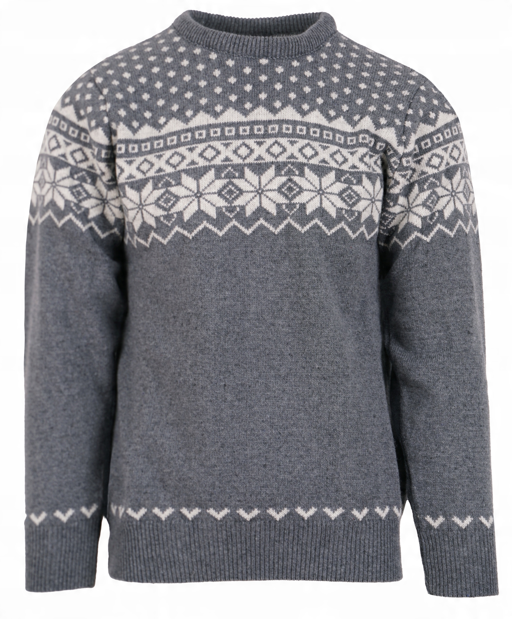 

Sweter Męski Wełniany Ciepły Szary Wzór Norweski M