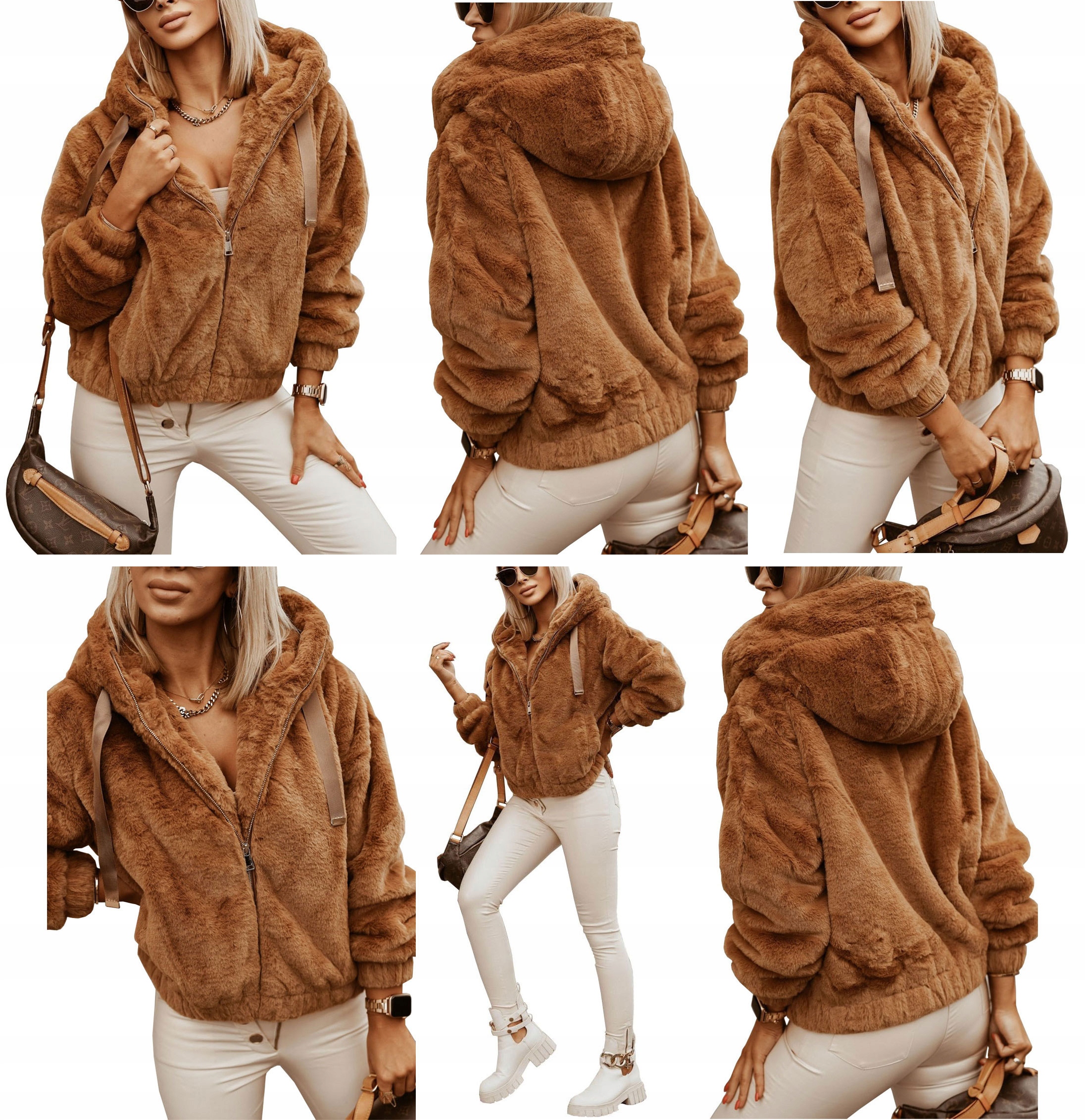 KURTKA MIŚ FUTERKO KAPTUR BLUZA FUTRO LUXURY S Typ futro