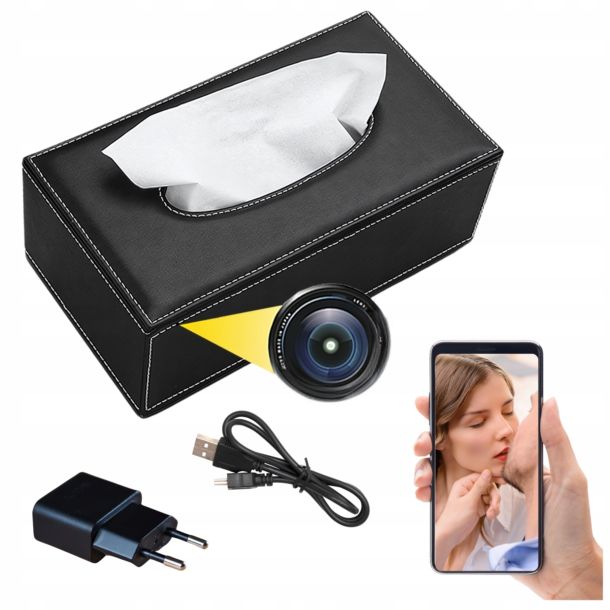 Mini Wi-fi Špionážní Kamera Skrytá Krabička Na Ubrousky Wi-fi Doba Provozu Až 12 Hodin