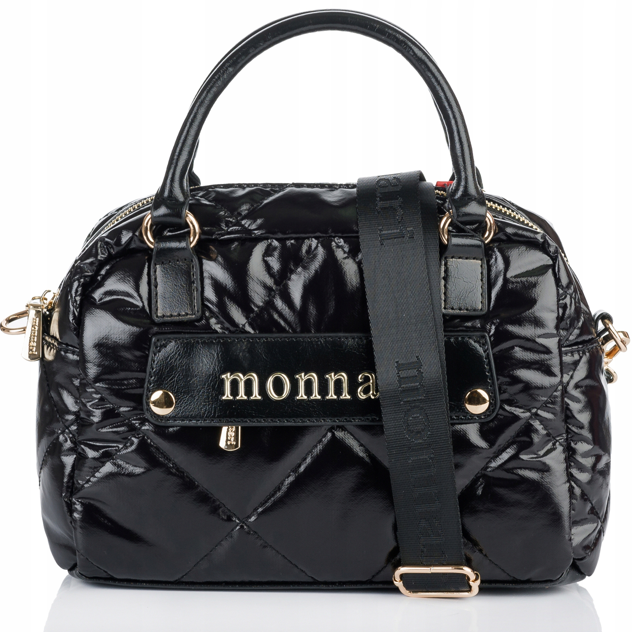 Torebka Damska Listonoszka Monnari Pojemna Kuferek Pikowana Lakierowana