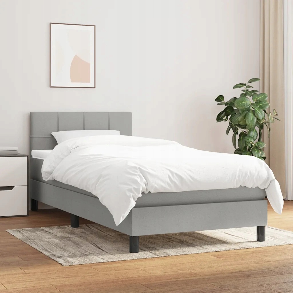 vidaXL Box spring postel s matrací světle šedá 90x190 cm textil