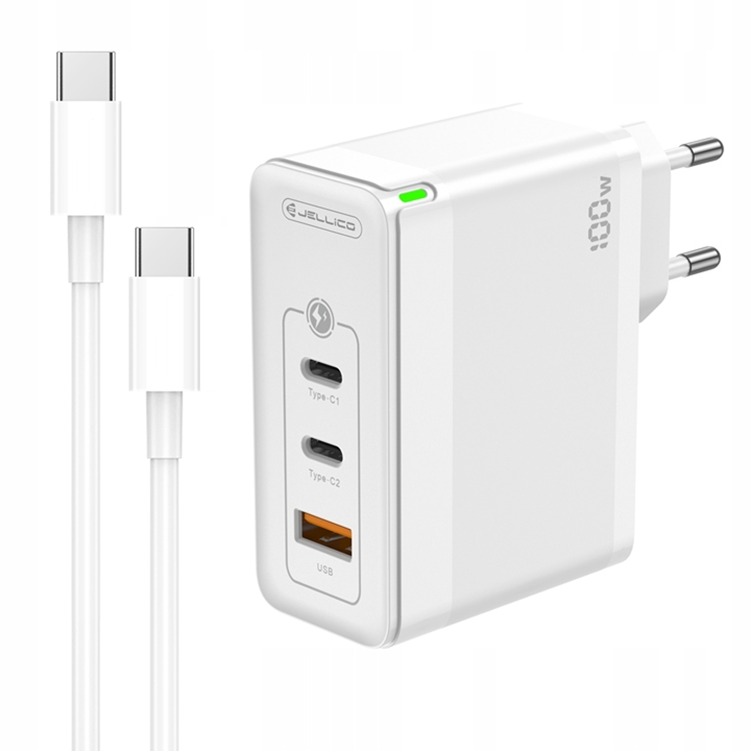 Rychlá síťová nabíječka 100W 2x Usb-c 1x Usb QC3.0 kabel Usb-c Sada