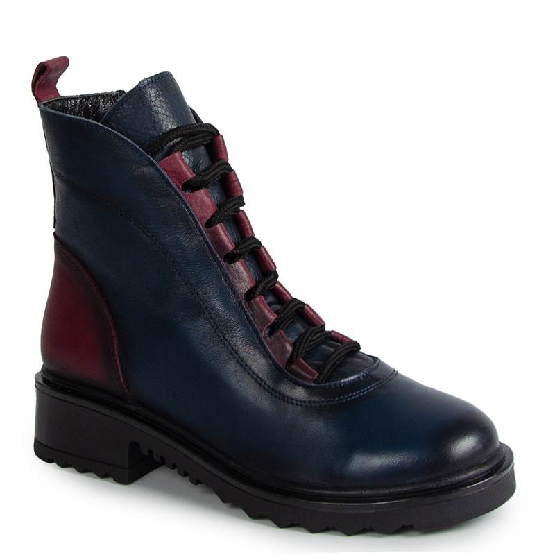 Boccato 342.60 Tmavě Modré Bordové Kožené Kotníkové Boty 37