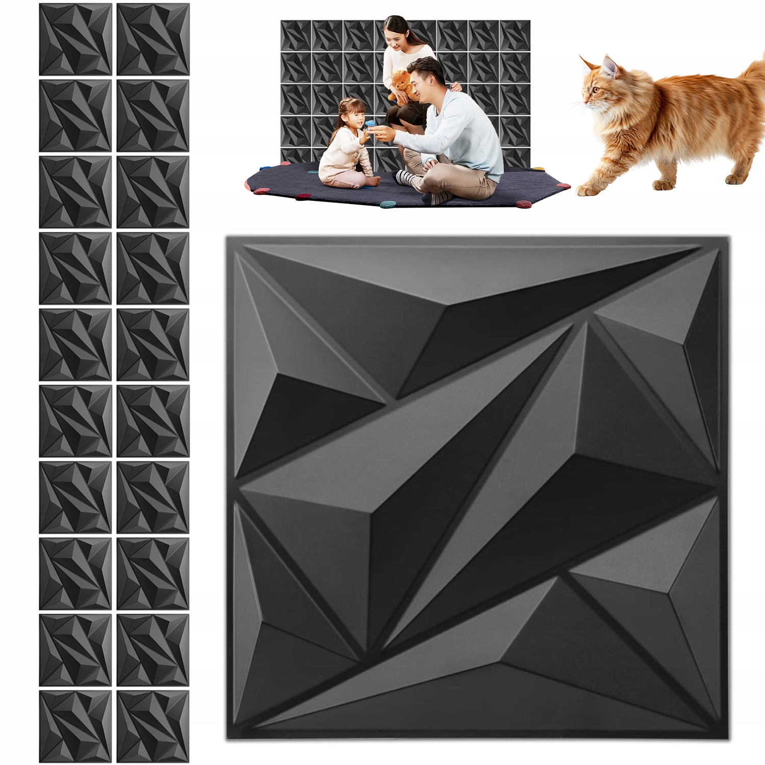 20 Nástěnných Samolepek 30 X 30 CM S Vyraženými Diamanty Pro Dům