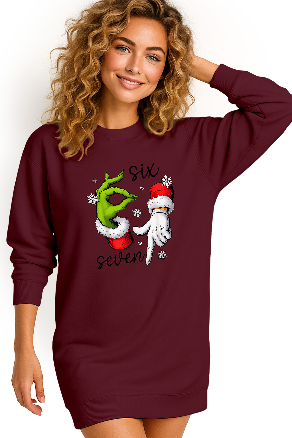 Mikina Vánoční Oversize Šaty Six Seven 67 Grinch Dárek L