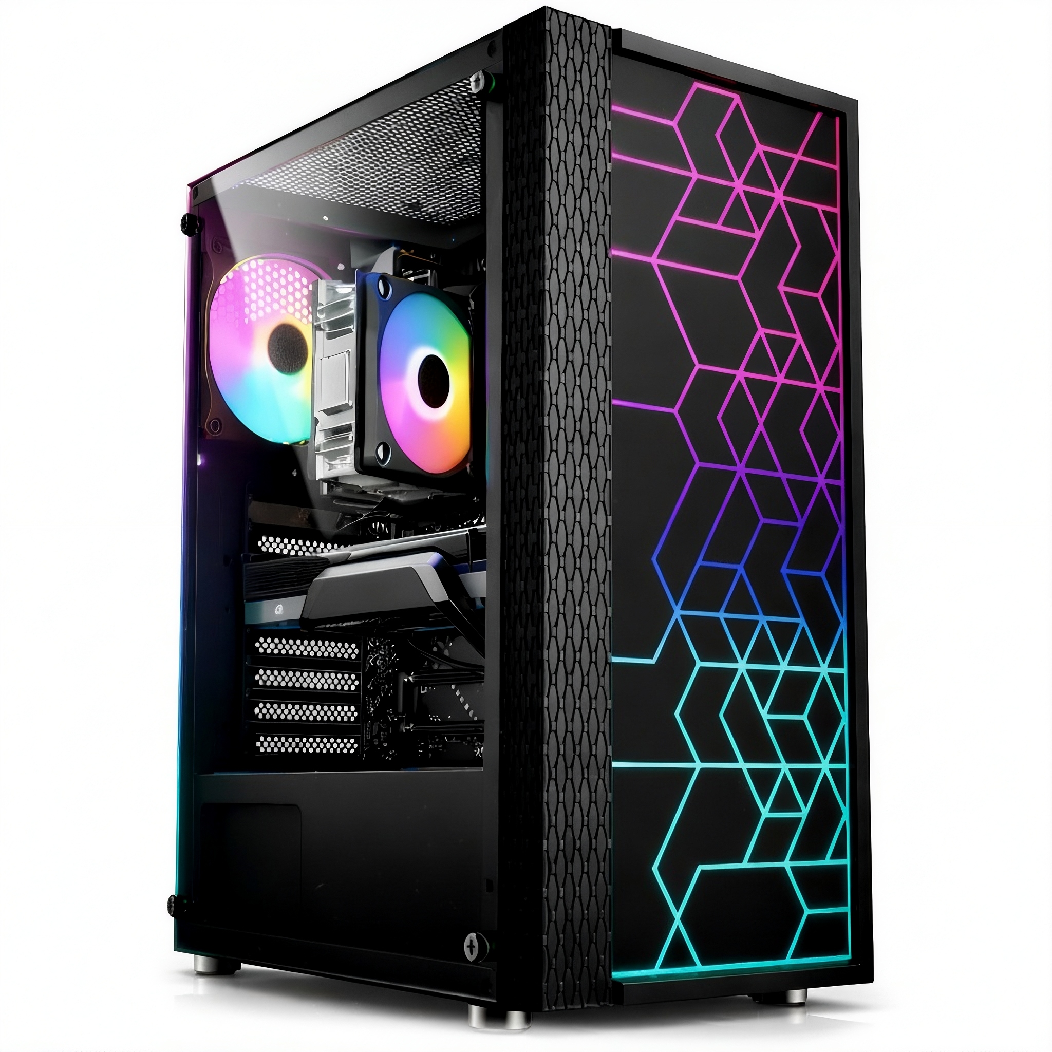 Počítačová Skříň Led podsvícení Ventilátor Rgb Okno Atx pro Pc