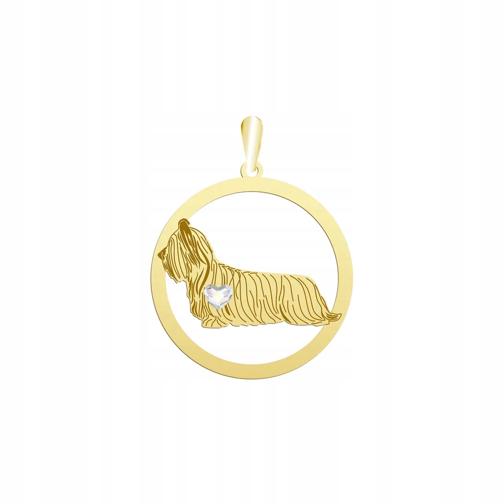 Zlatý přívěsek s teriérem Skye Stříbro 925 Žena Šperky Gravírování Bonus
