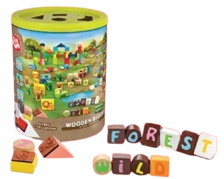 Elefun DREWNIANE KLOCKI LITERY Z PIECZĄTKAMI SAFARI