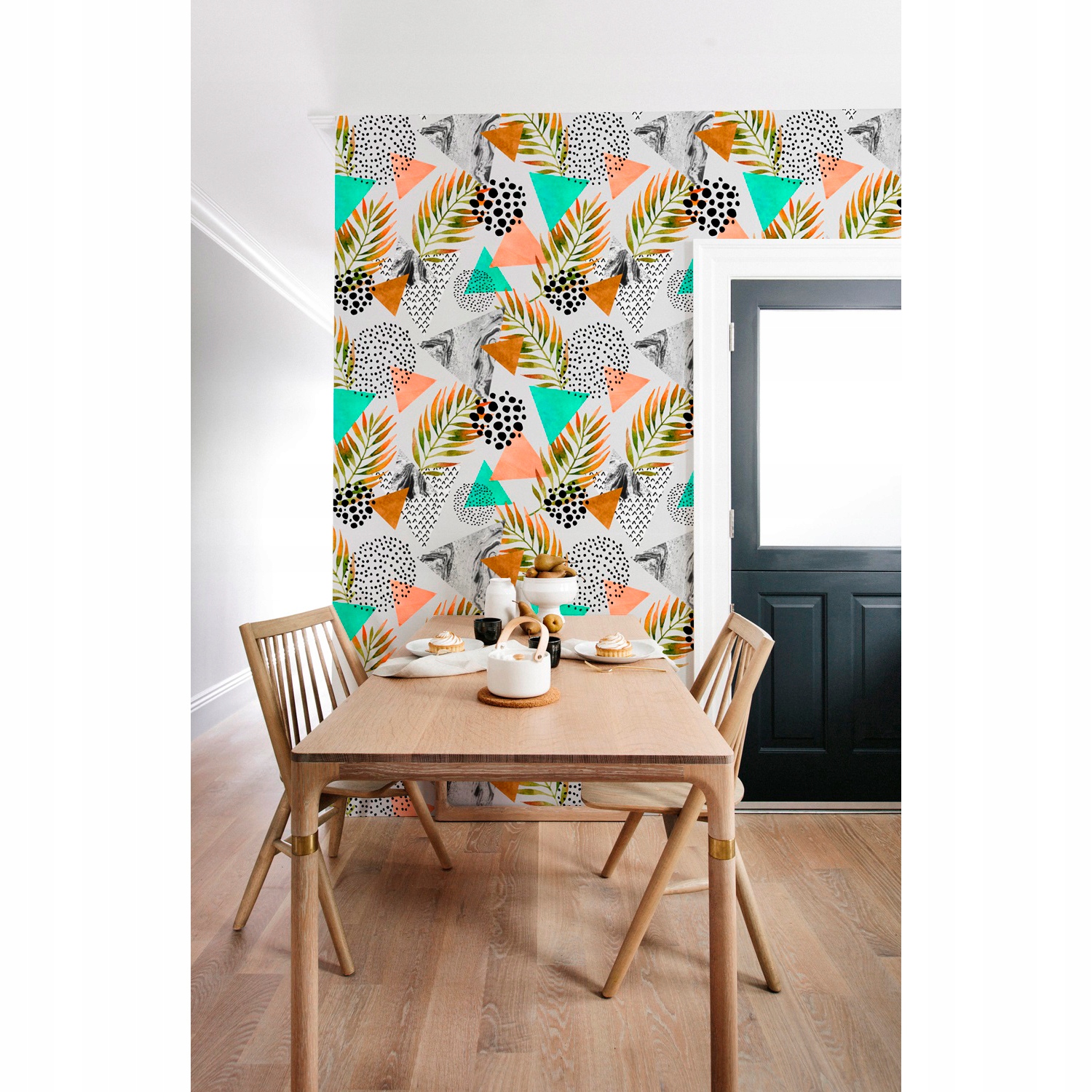 

Fototapeta Egzotyczny wzór kropki i liście 250x250