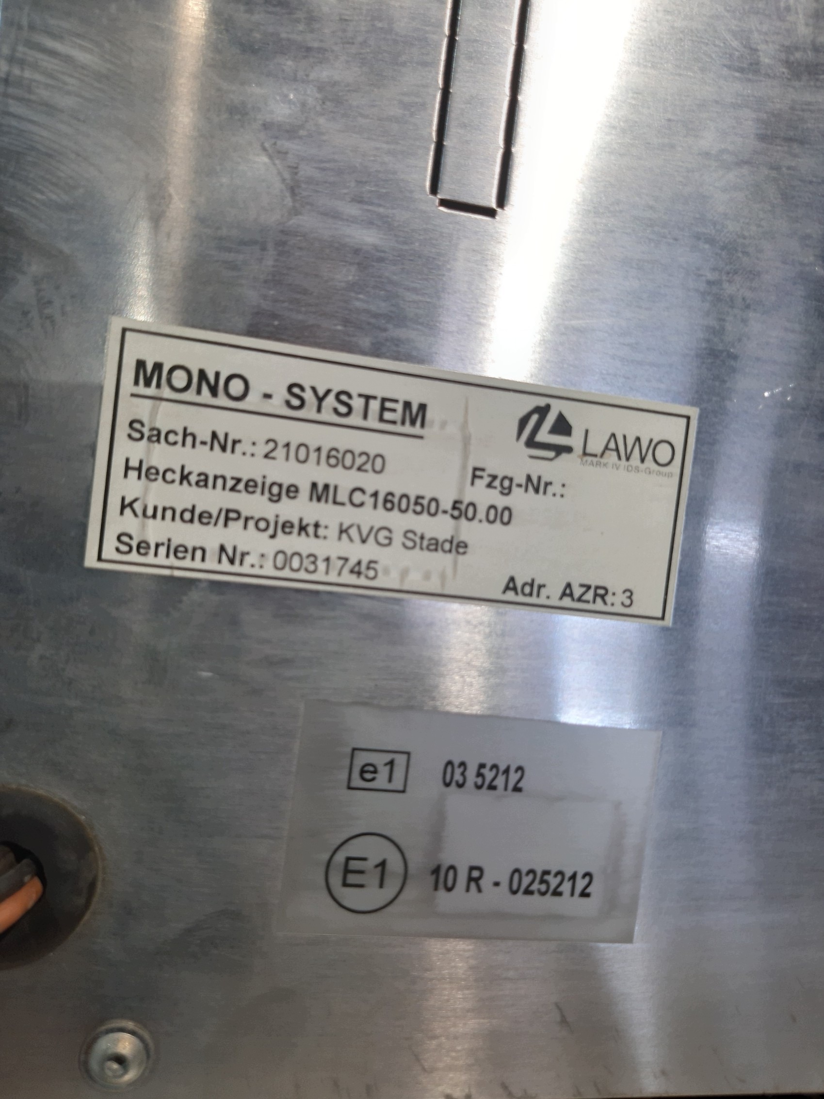 display značka INFORMACYJNA LAWO MAEB16050-50.00 MONO SYSTEM