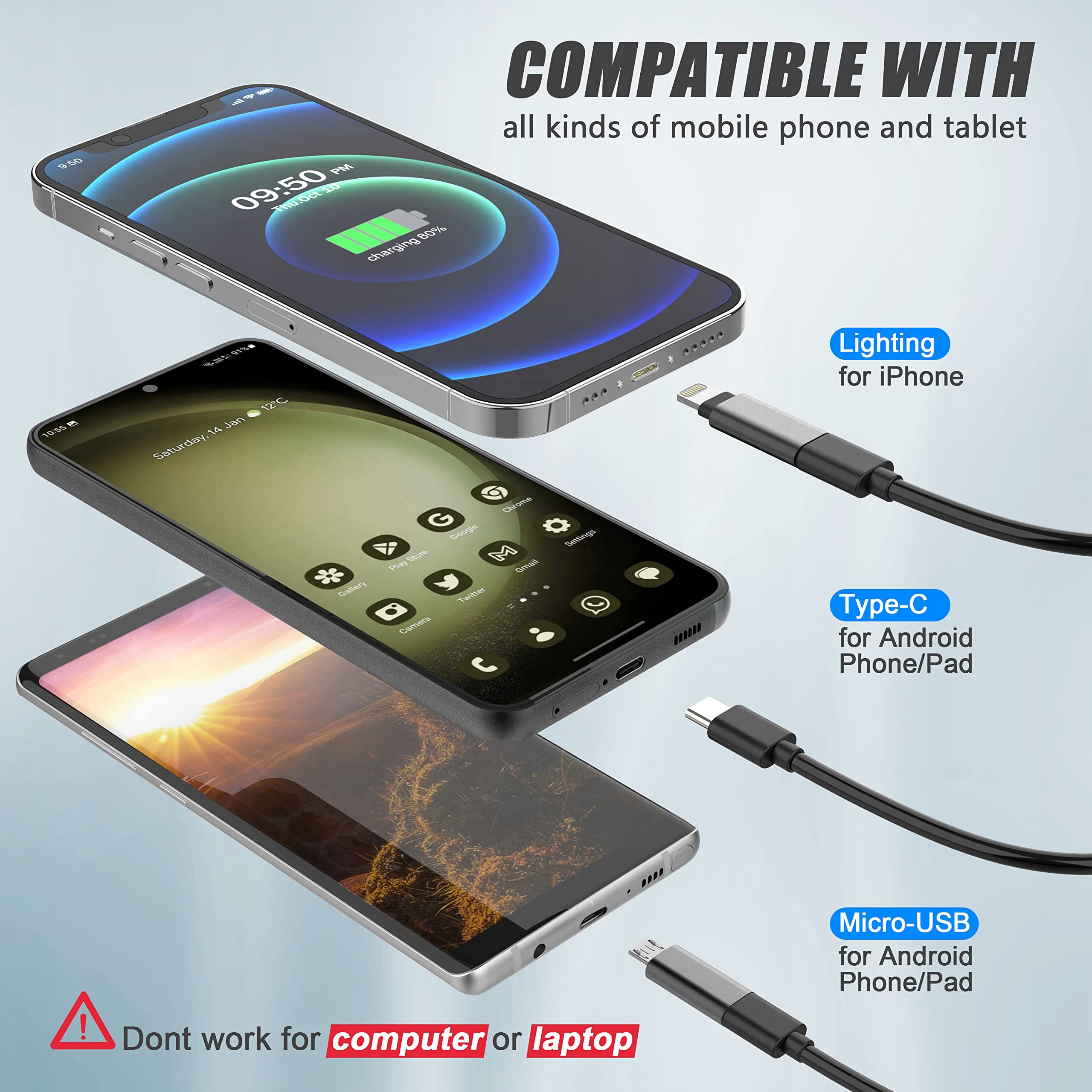 Lightswim Endoskop Kamera 1920P Typ C Android iOS 8 LED 5M — miniatura 4