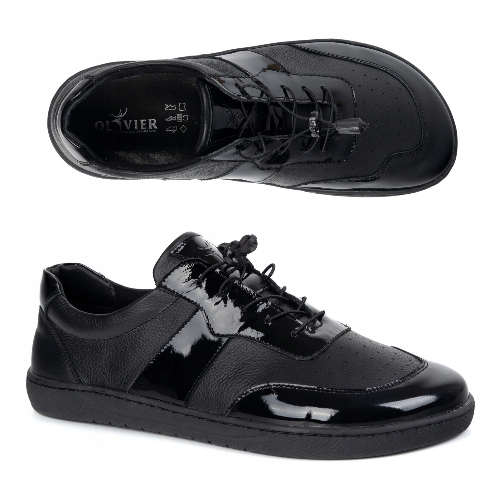 Dámské Boty Barefoot Kůže Široké Aria černé lesklé 43