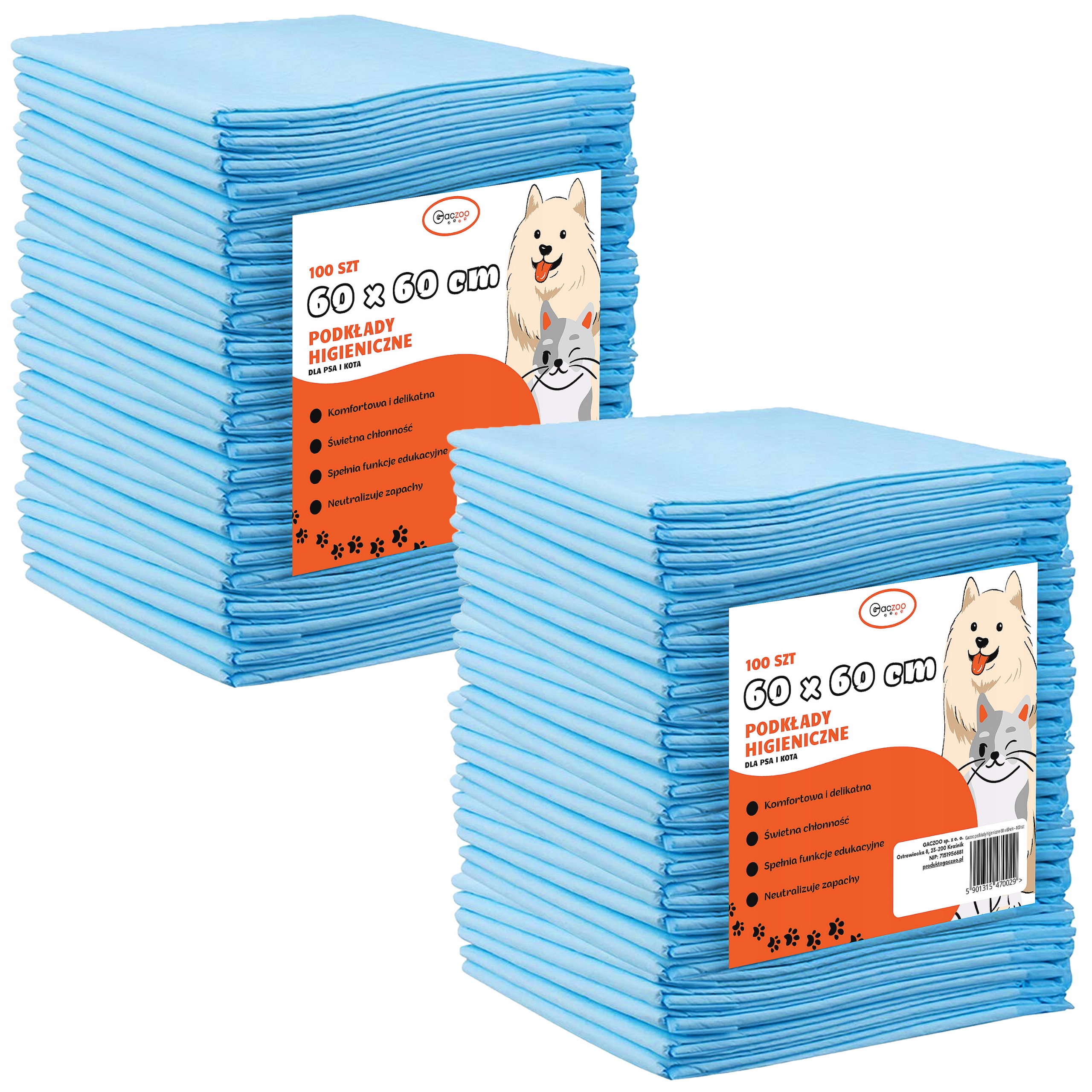 Levně Hygienické podložky pro psa a kočku absorpční podložky 60 x 60 cm 200 ks Gaczoo
