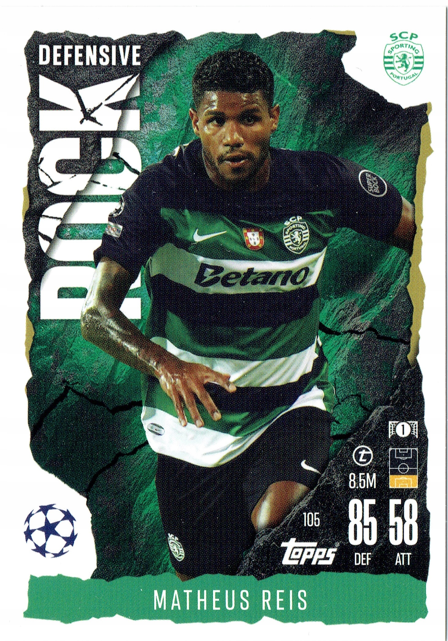 Topps Match Attax Extra 2025 Defensive Rock 105 Matheus Reis Sporting