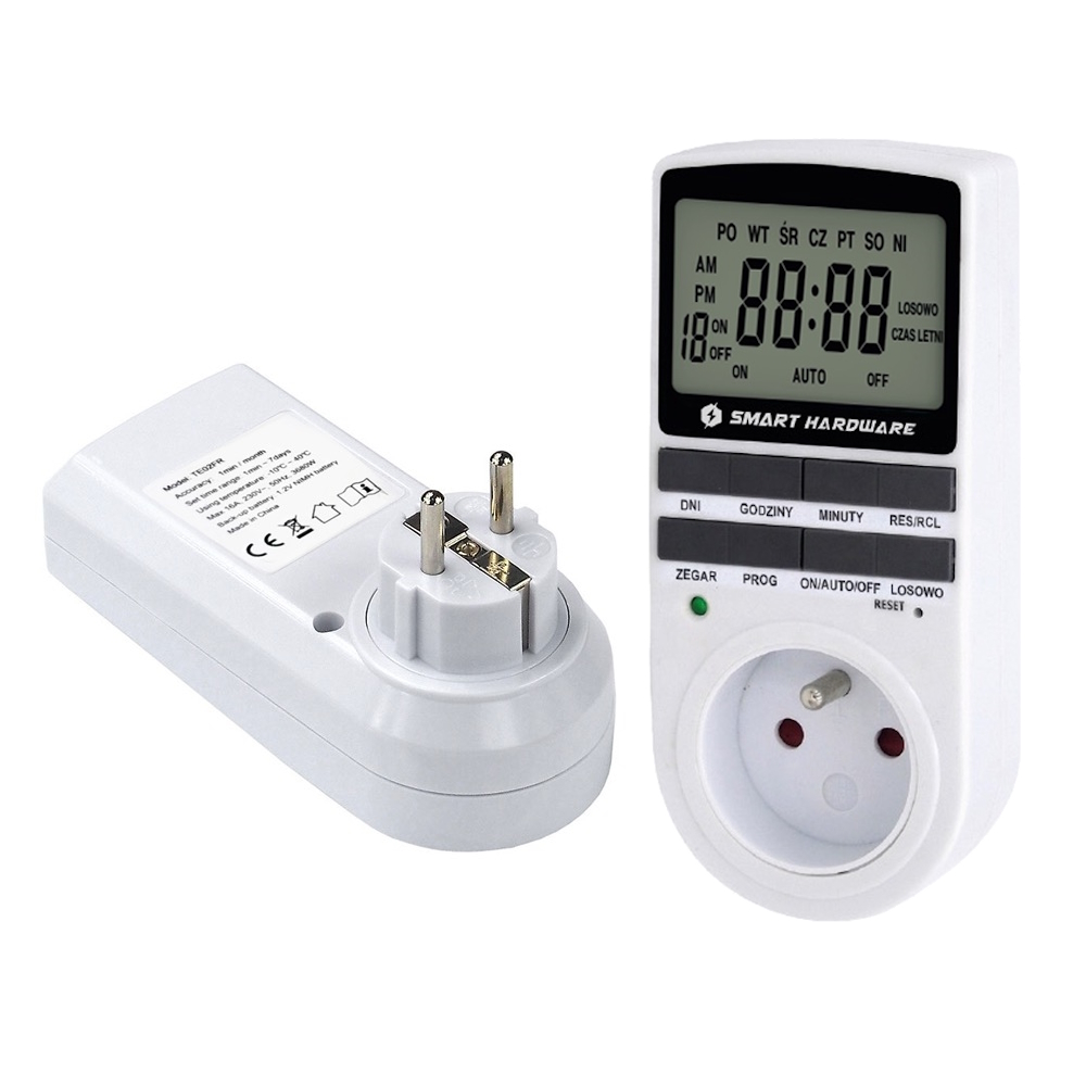 PROGRAMATOR CZASOWY WŁĄCZNIK WYŁĄCZNIK LCD CYFROWY HARMONOGRAM 7 DNI POLSKI Kod producenta TE02FR-SH