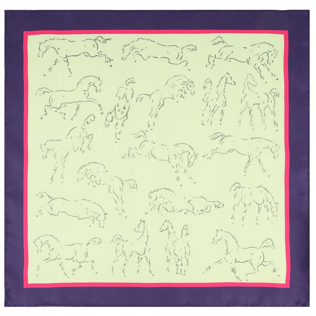 Zelený pánský kapesníček ve vzoru koní s modrým rámečkem Pako Lorente