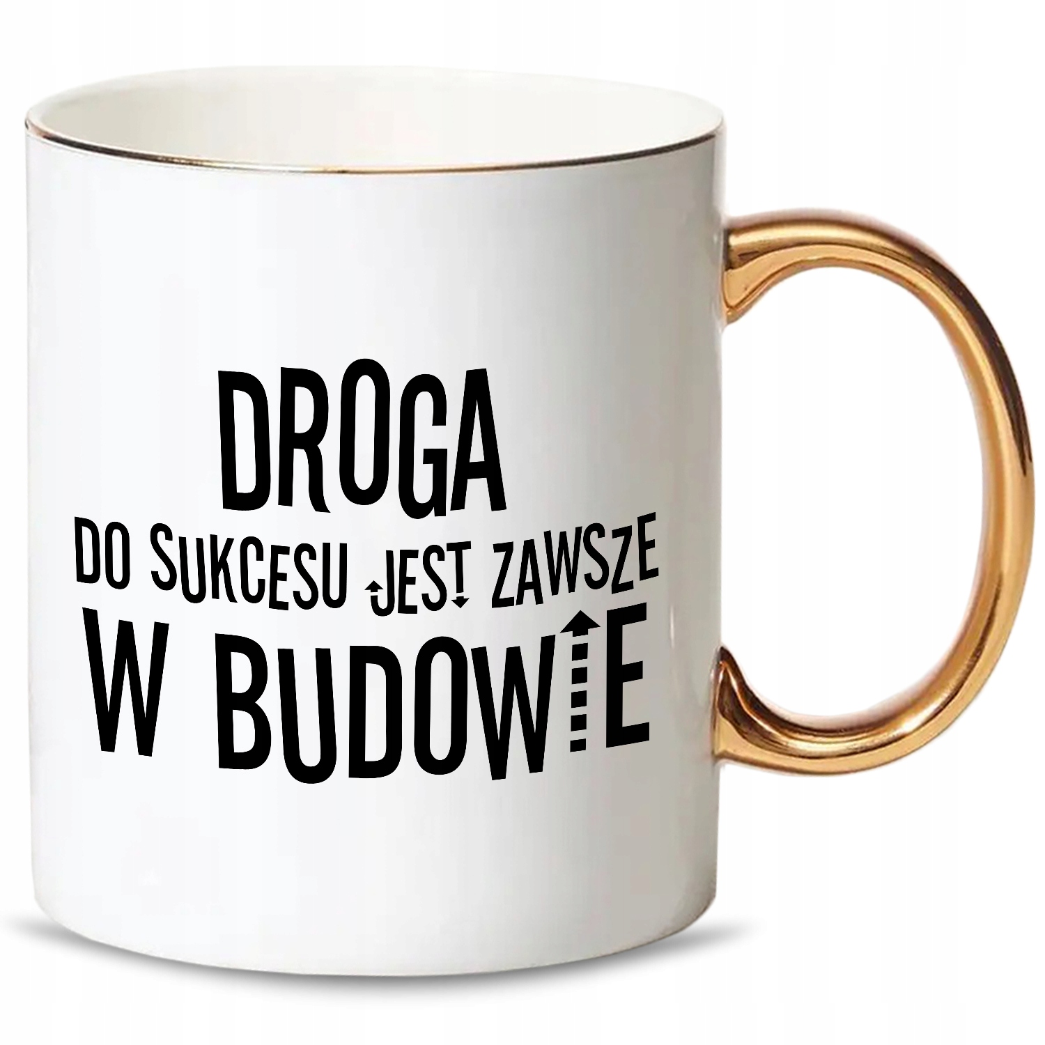 

Kubek Złoty Uchwyt Różne Motywujace Cytaty