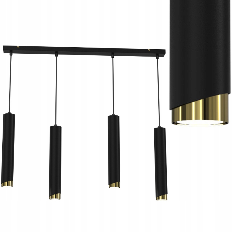 Závesná lampa tubusová 4x Gu10 čierno-zlatá Bevel