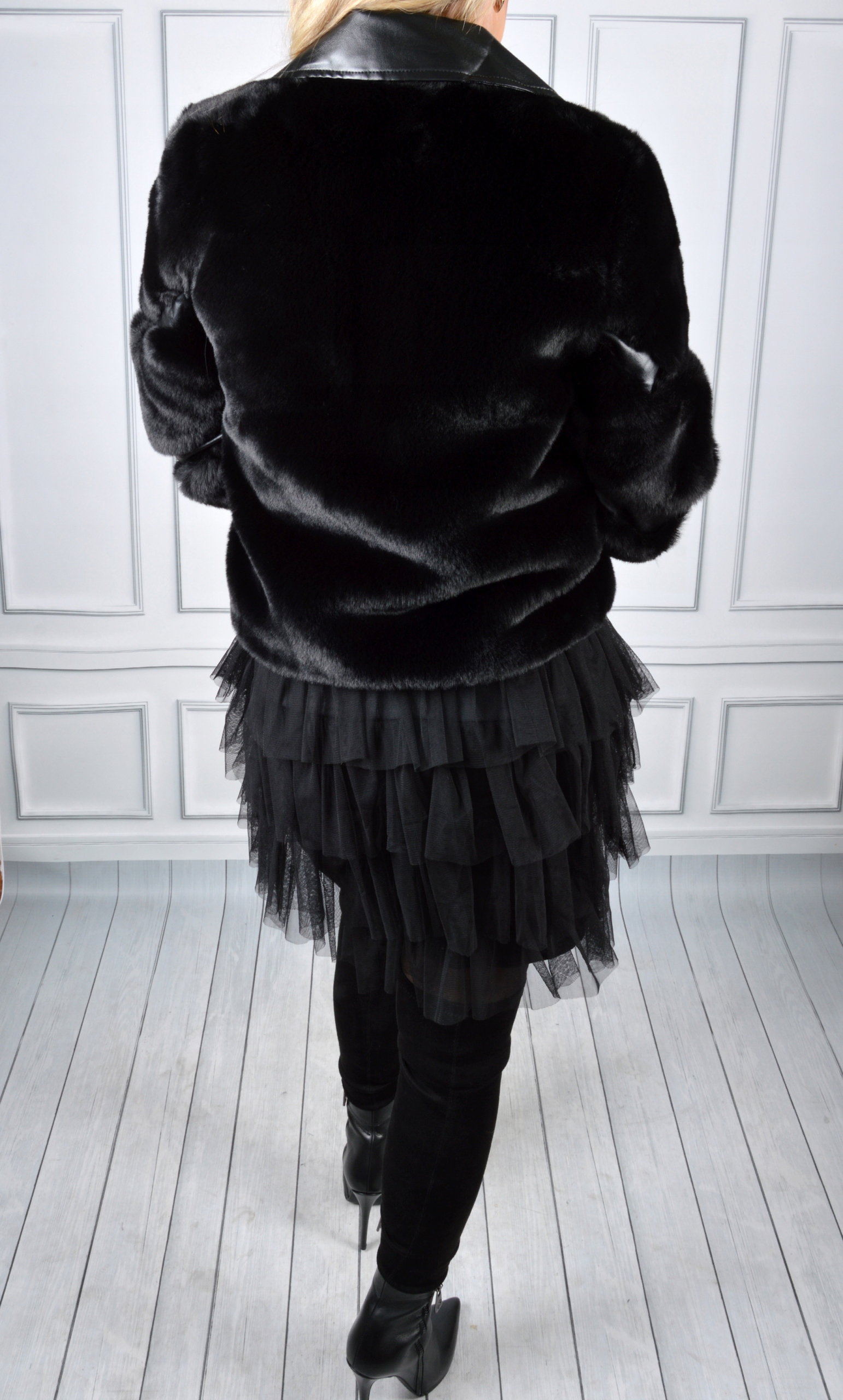 RAMONESKA DAMSKA,KURTKA SKÓRZANA FUTERKO OCIEPLANA Wzór dominujący inny wzór