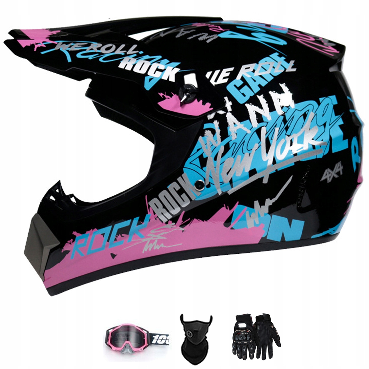 Motocyklová Přilba Lehká Enduro Quada Brýle Rukavice Maska S