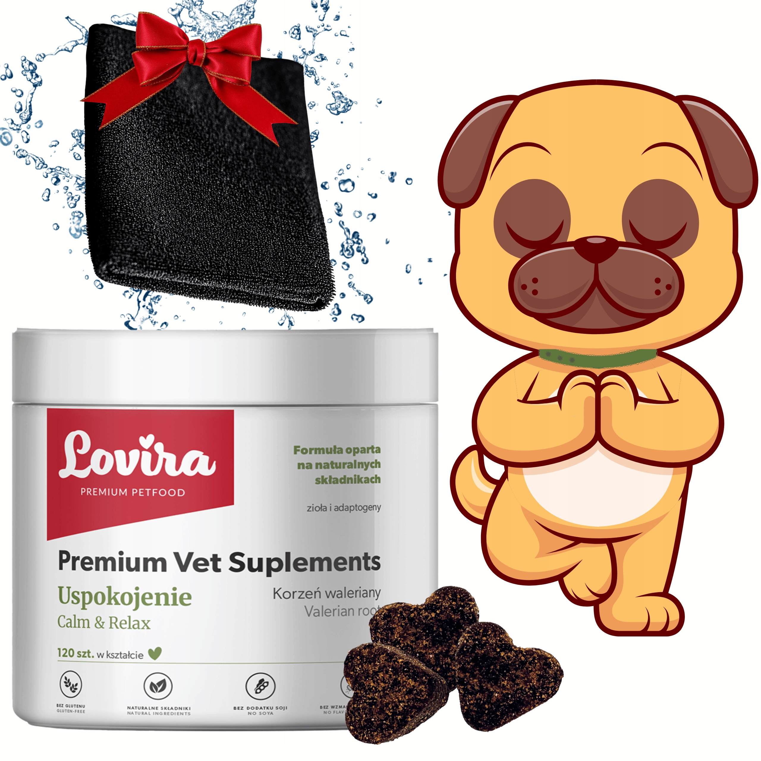 Levně Doplňky Pro Psa Na Stres 120 pamlsků Na Uklidnění+bonus Mikrovlákno