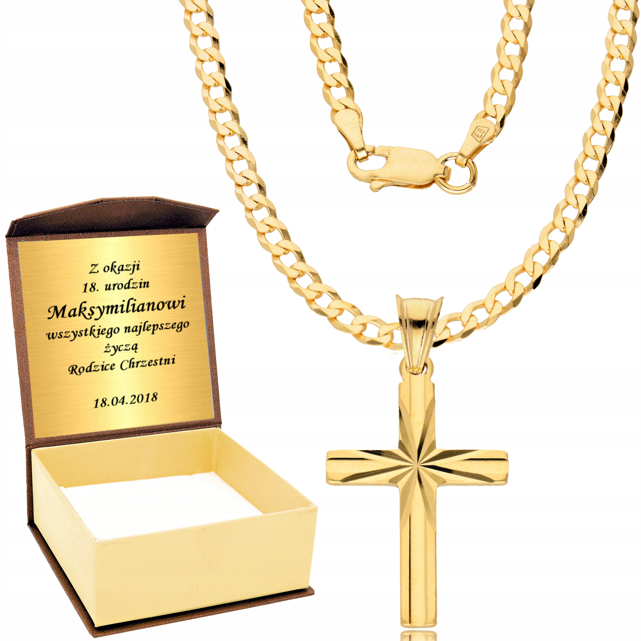 

Złoty Łańcuszek 925 Krzyżyk Męski Grawer