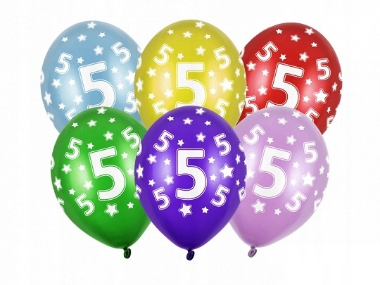 

Zestaw 5 urodziny balony 5th Birthday Metallic Mix
