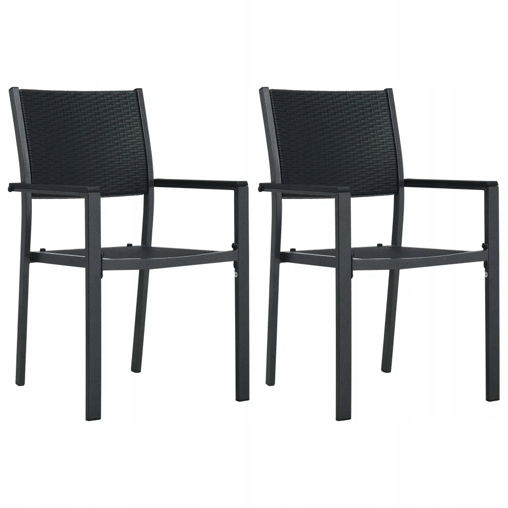 Zahradní židle z plastu, stylizované na ratan, černé, 58,5x53,5x88,5
