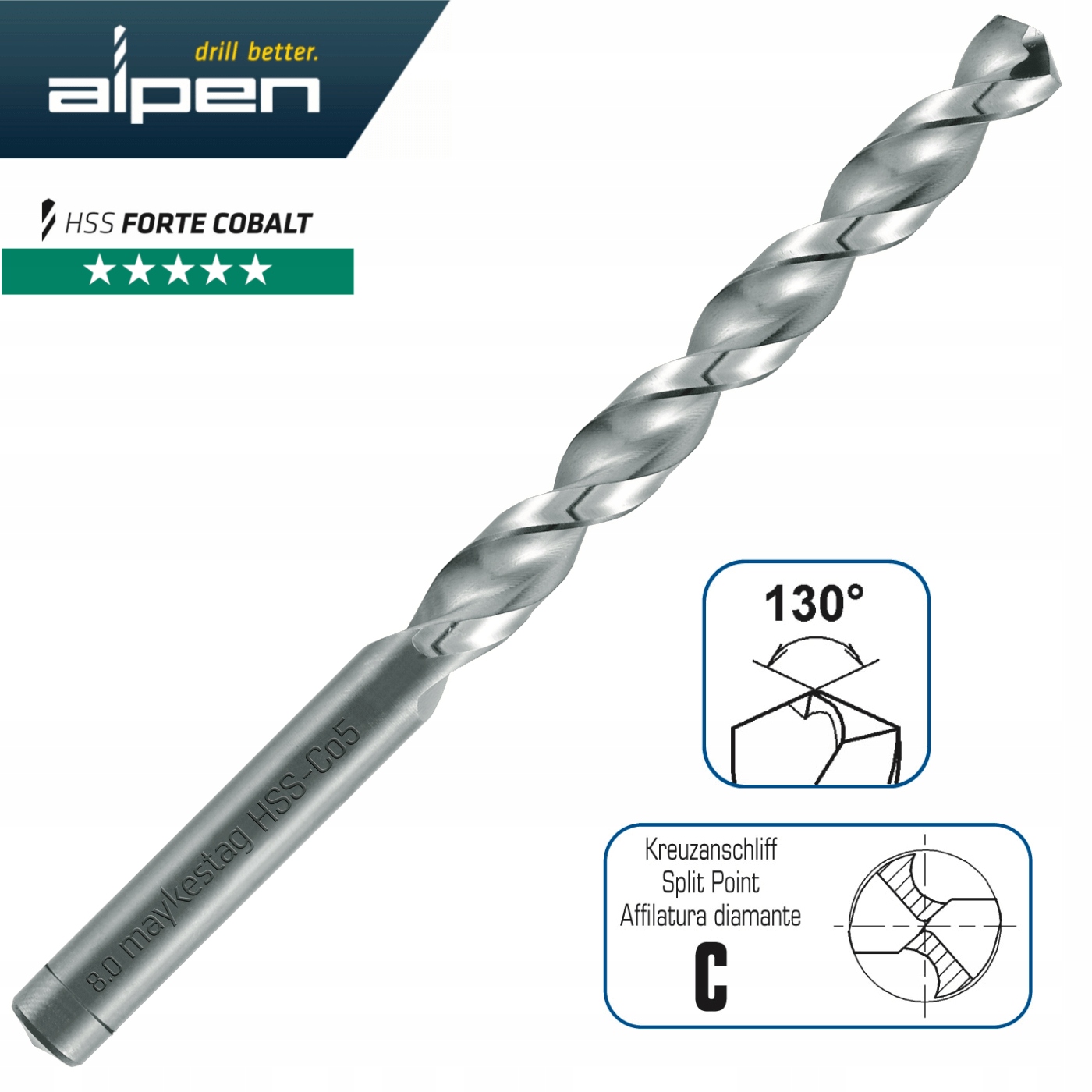 Alpen wiertło kobaltowe do stali nierdzewnej fi 11,0 mm HSS-Co Cobalt Forte