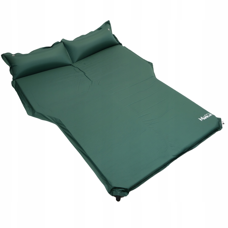 MERKAN Mata Samopompująca Turystyczna Dwuosobowa Z Poduszką + Pokrowiec Kolor dominujący zielony