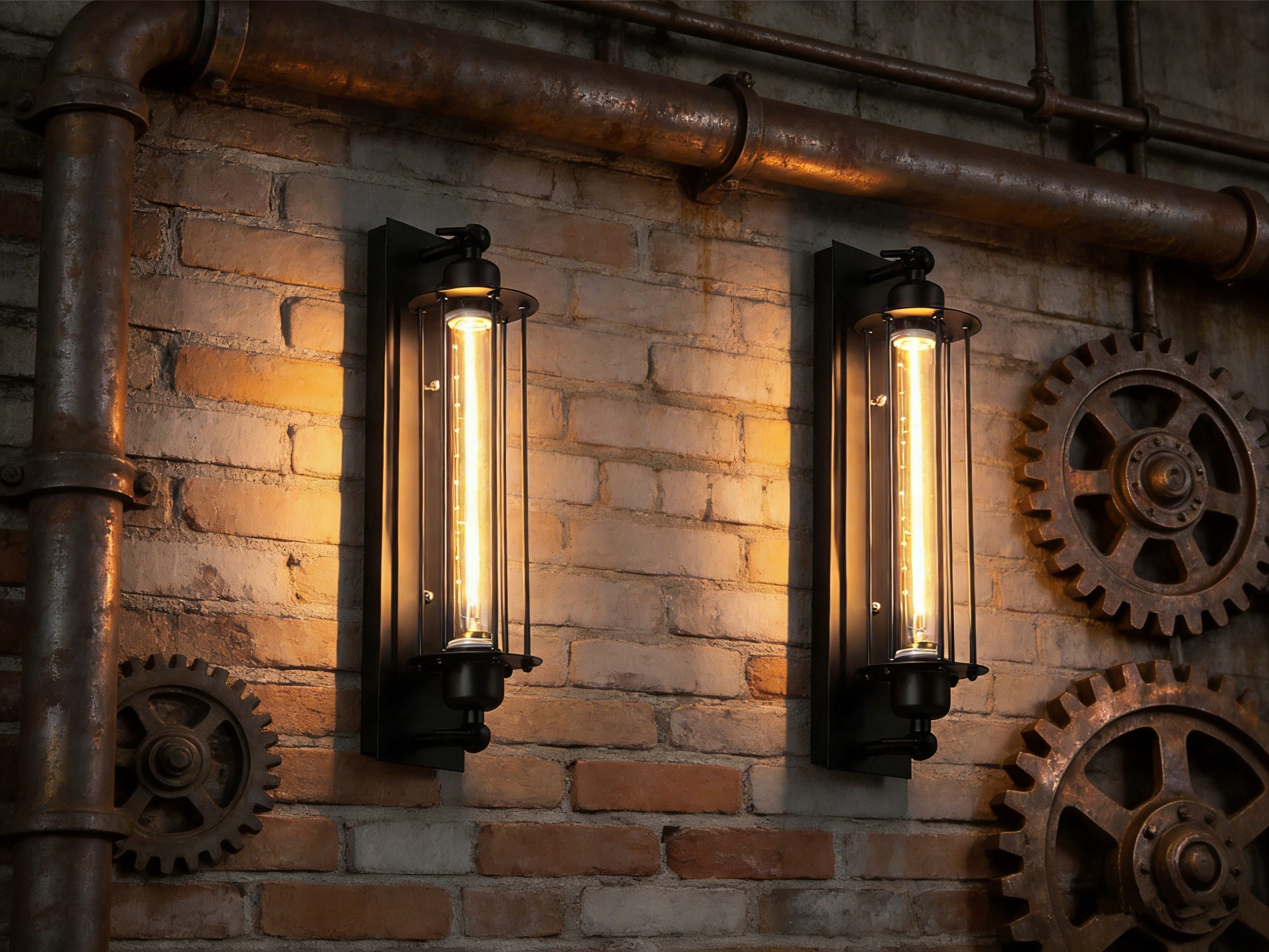 2ks Nástěnné svítidlo Retro černé Loft retro Lampa bílá teplá E27