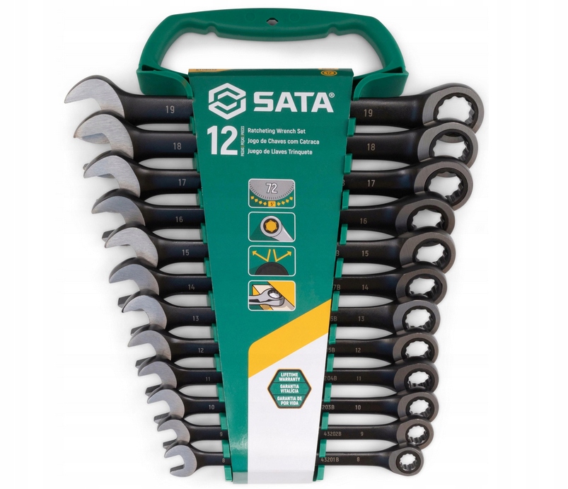 Klucze Płasko-oczkowe Z Grzechotką Zestaw Sata 08032 Black Series