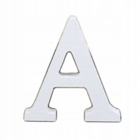 

Litera Literka Drewniana A Biała, Napis 3D, 16cm