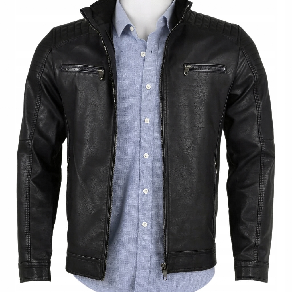 4XL-KURTKA Męska Skóra Ekologiczna Skaj Wiosenna Przejściowa 608