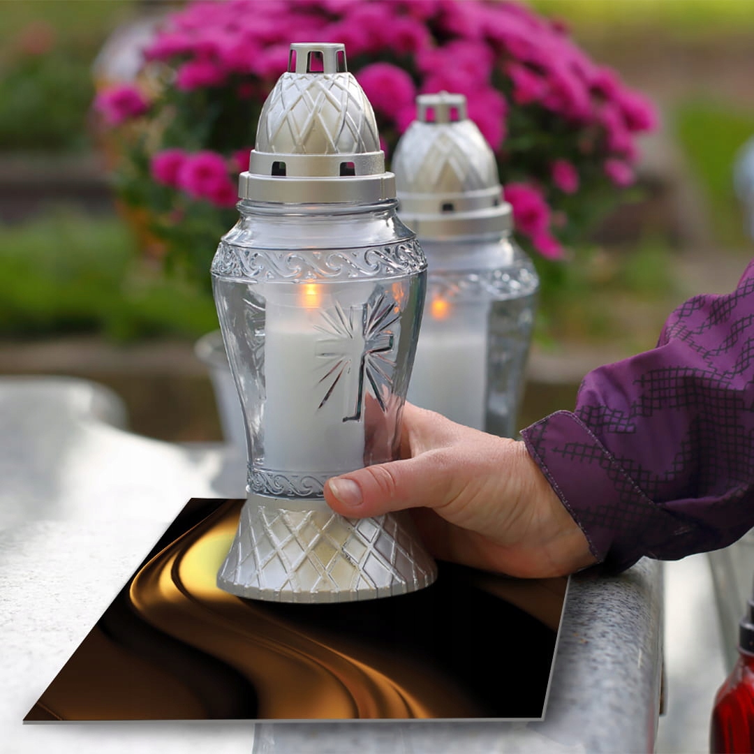 SZKLANA PODSTAWKA POD ZNICZE 60x20cm Wstęgi 326c Szerokość produktu 20 cm