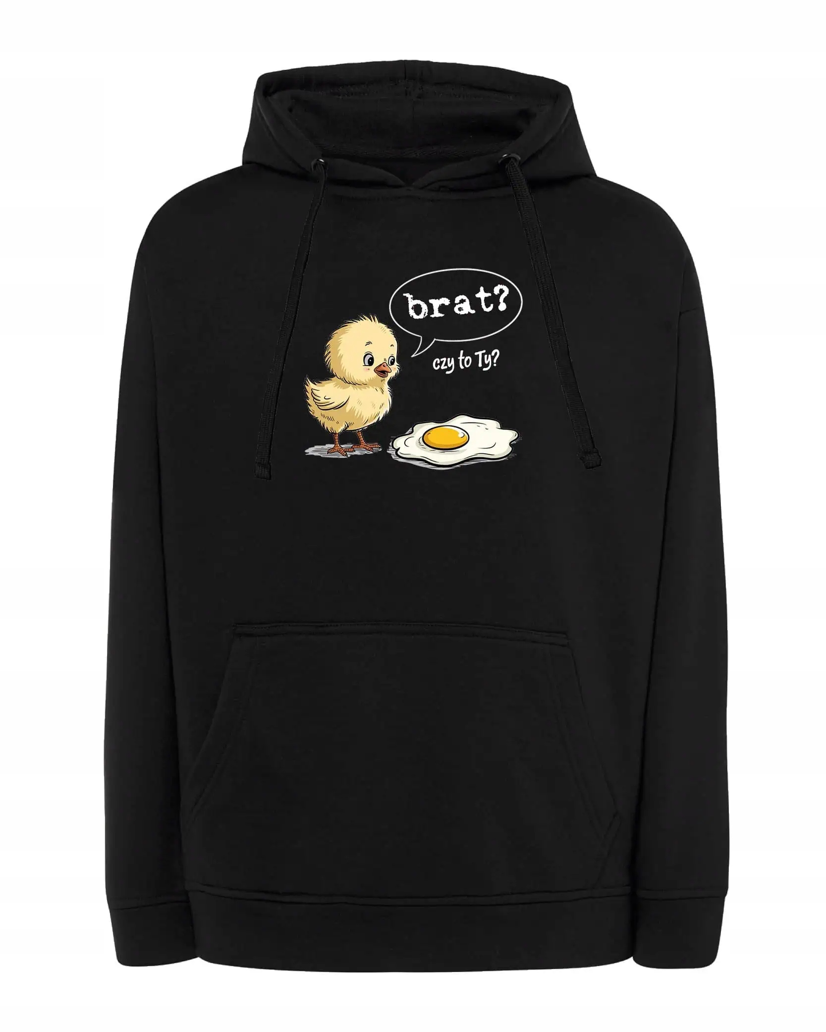 Mikina s kapucí Vtipné kuře Vajíčko Bratře? Černá XL