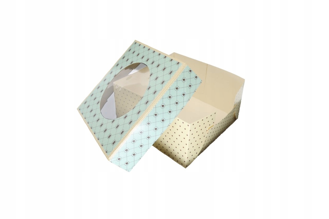 Pojemnik z kartonu na ciasto z nadrukiem "groszki" 260x260x140 mm 15 szt.