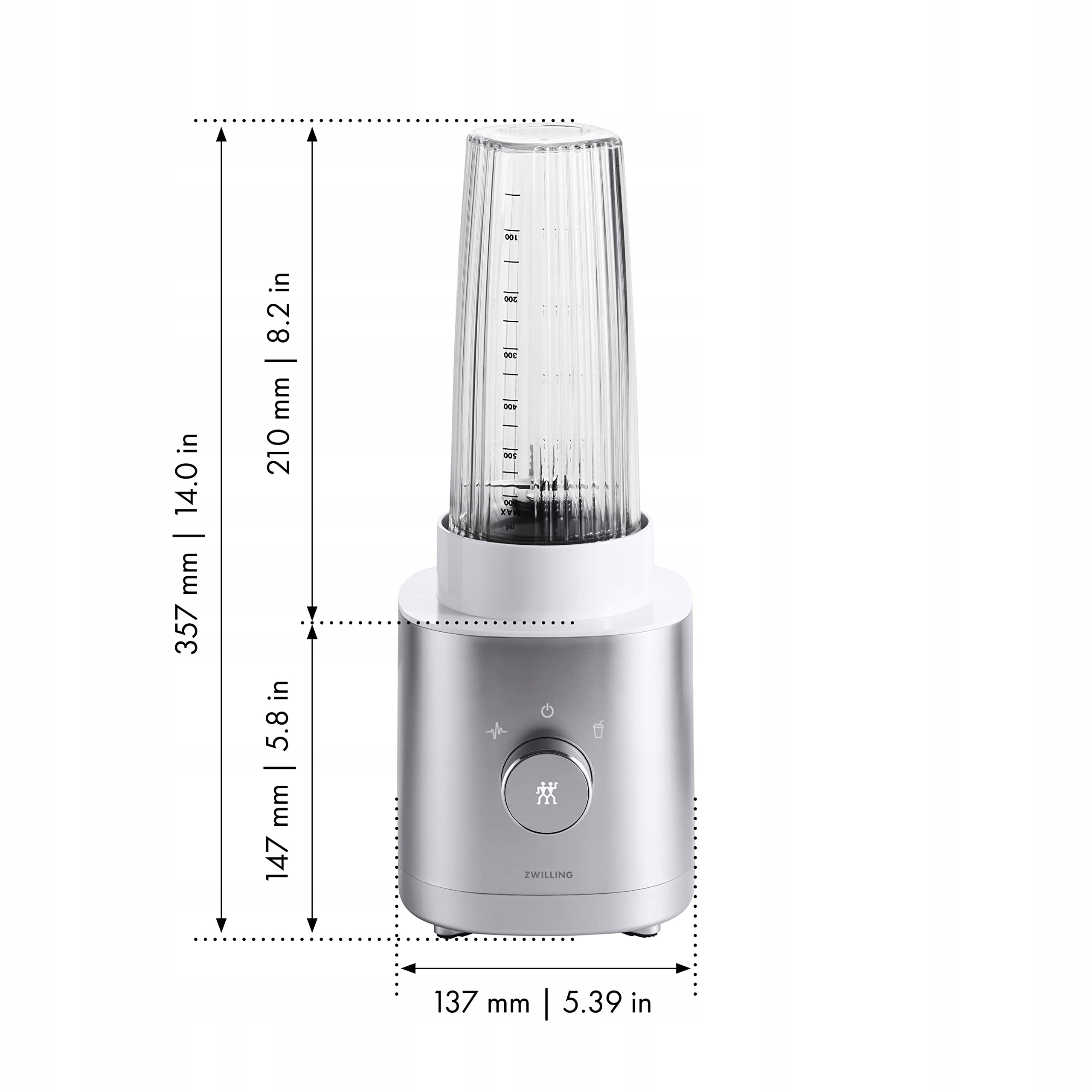 ZWILLING ENFINIGY Blender Smoothie Maker 600W Stalowe Ostrza Srebrny — miniatura 3