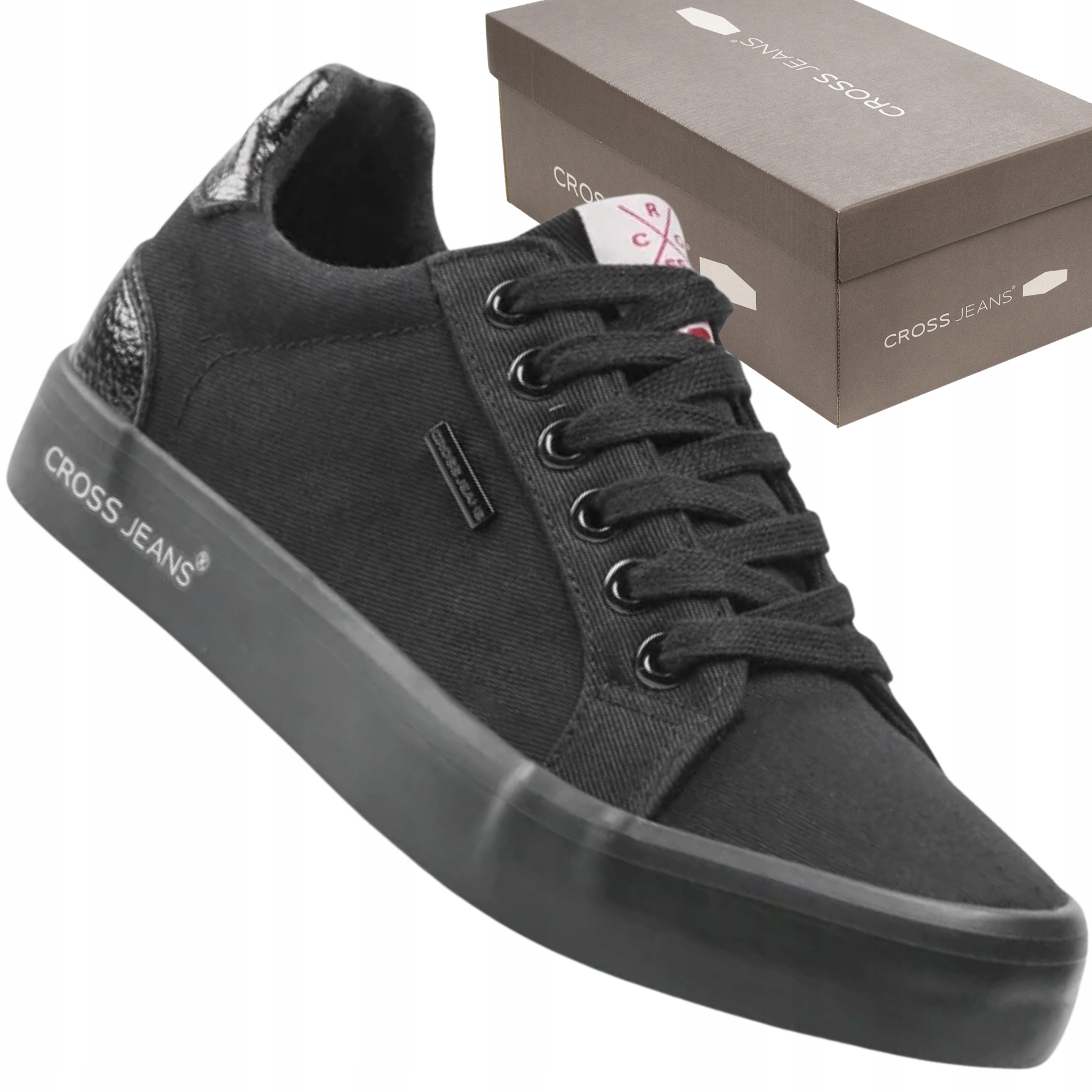 Trampki damskie Cross Jeans JJ2R4039C czarne stylowe casual