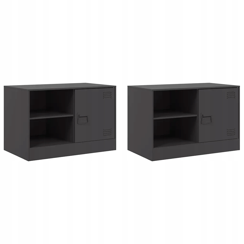 Szafki pod telewizor, 2 szt., czarne, 67x39x44 cm, stalowe