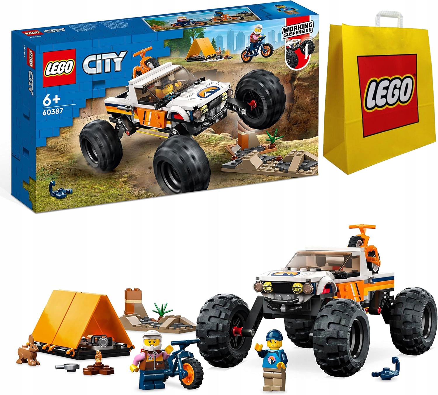 Lego City 60387_252. Terénní auto Bivak stan jízdní kola taška
