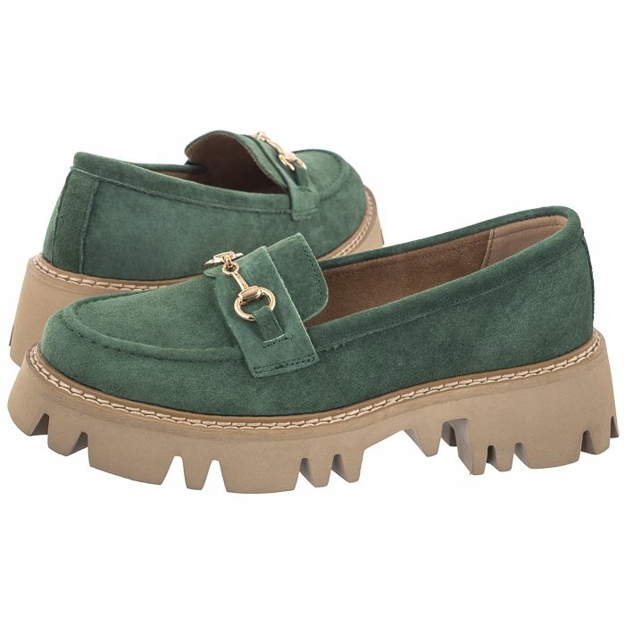 Dámské boty Zelené kožené mokasíny DP6089/24 Ge Filippo Zelené