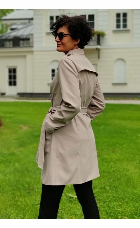 PRZEJŚCIOWY PŁASZCZ PROCHOWIEC TRENCZ BEŻOWY 34 Rękaw długi rękaw