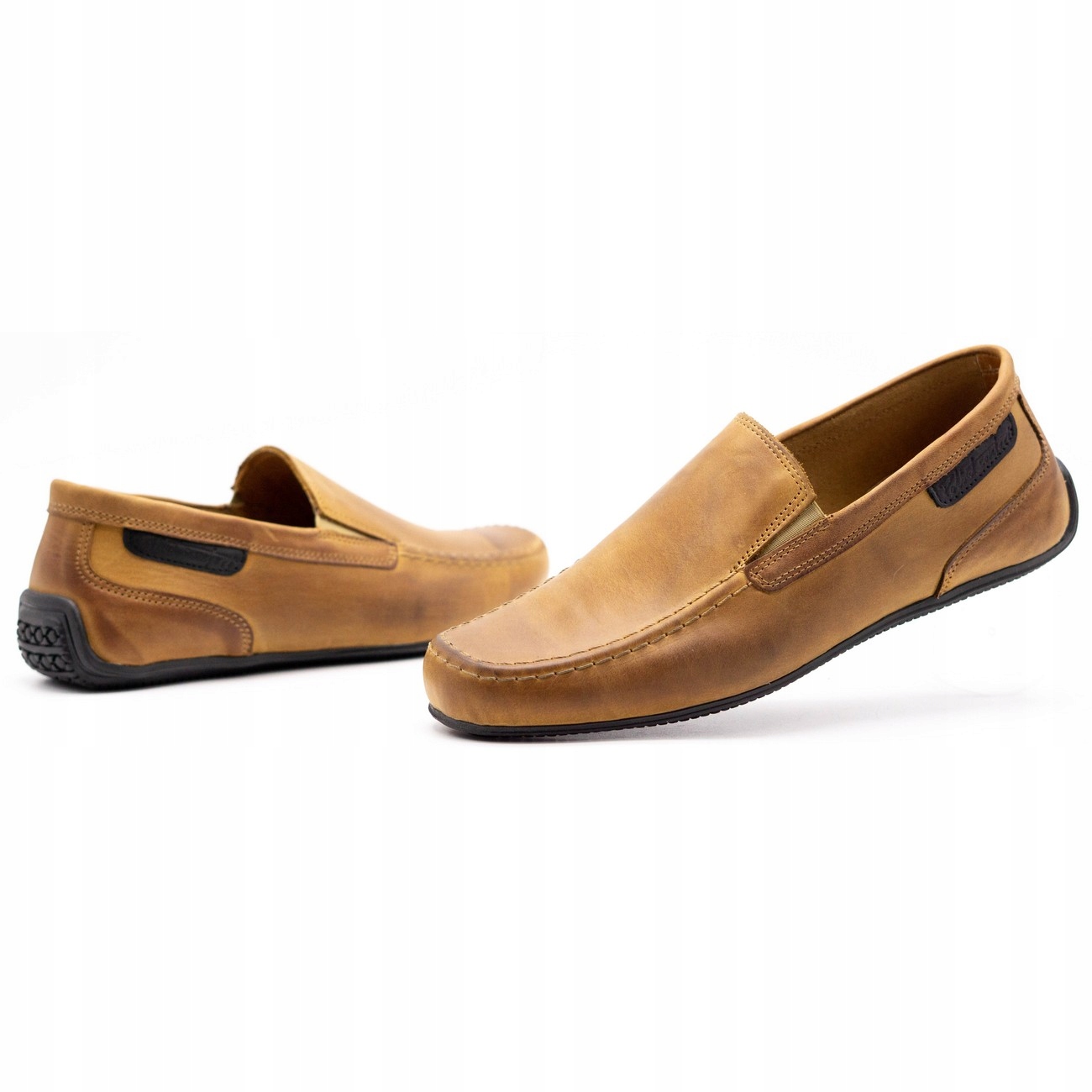 

Buty Męskie Mokasyny Skóra Polskie 2105 Rudy 41