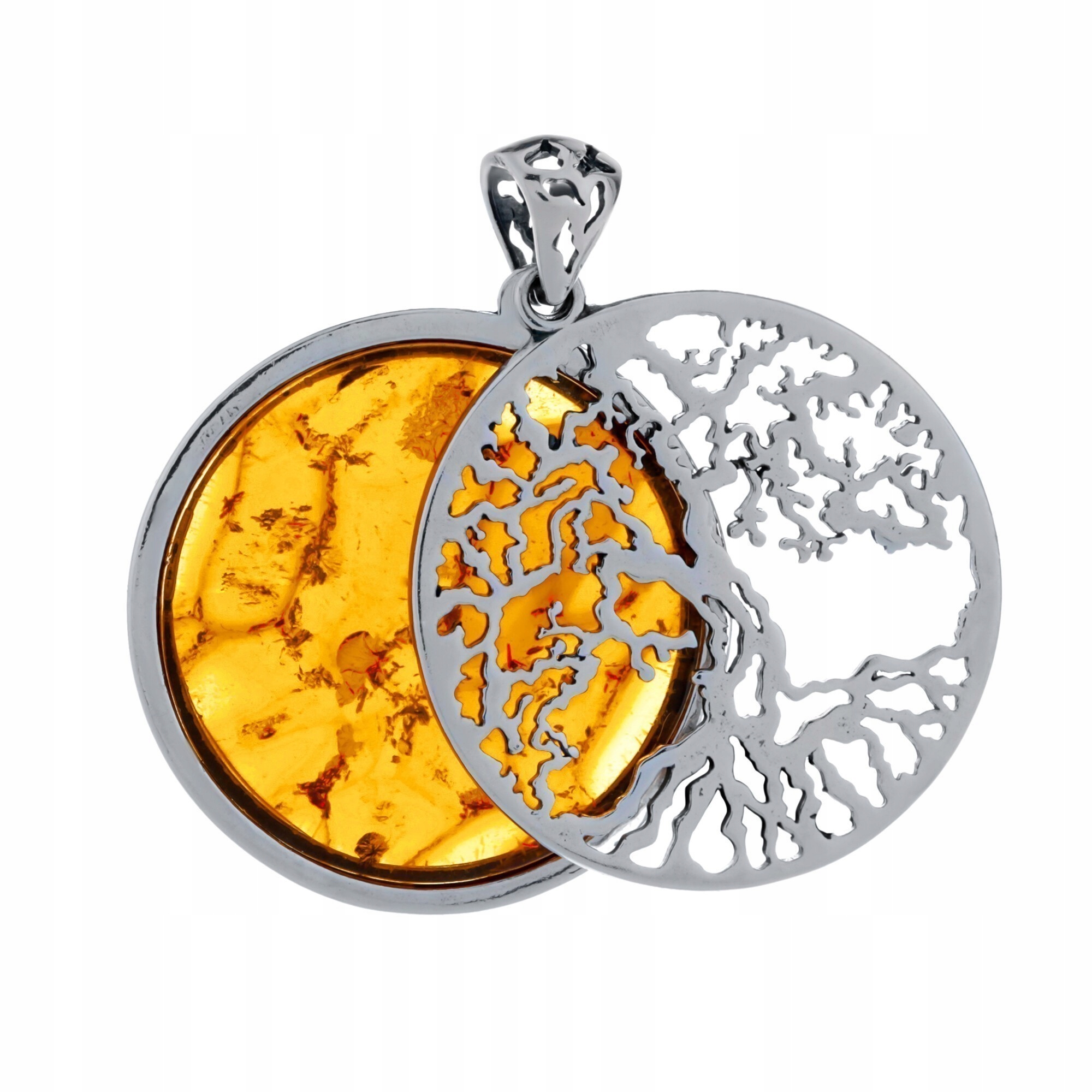 Strom Života Stříbrný Přívěsek S Jantarem
