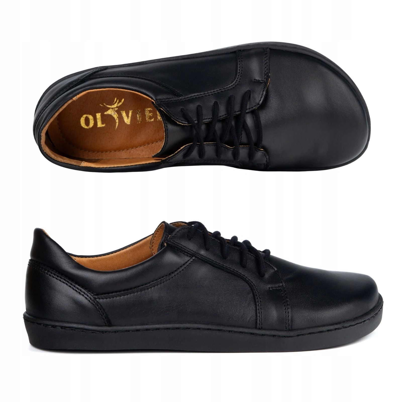 Kožené polobotky barefoot šněrovací 1778STL černé 38