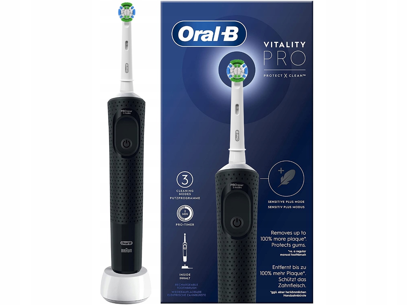 Oral B Szczoteczka Do Zębów Elektryczna Czarna 7600 Obrotów Minutę Timer