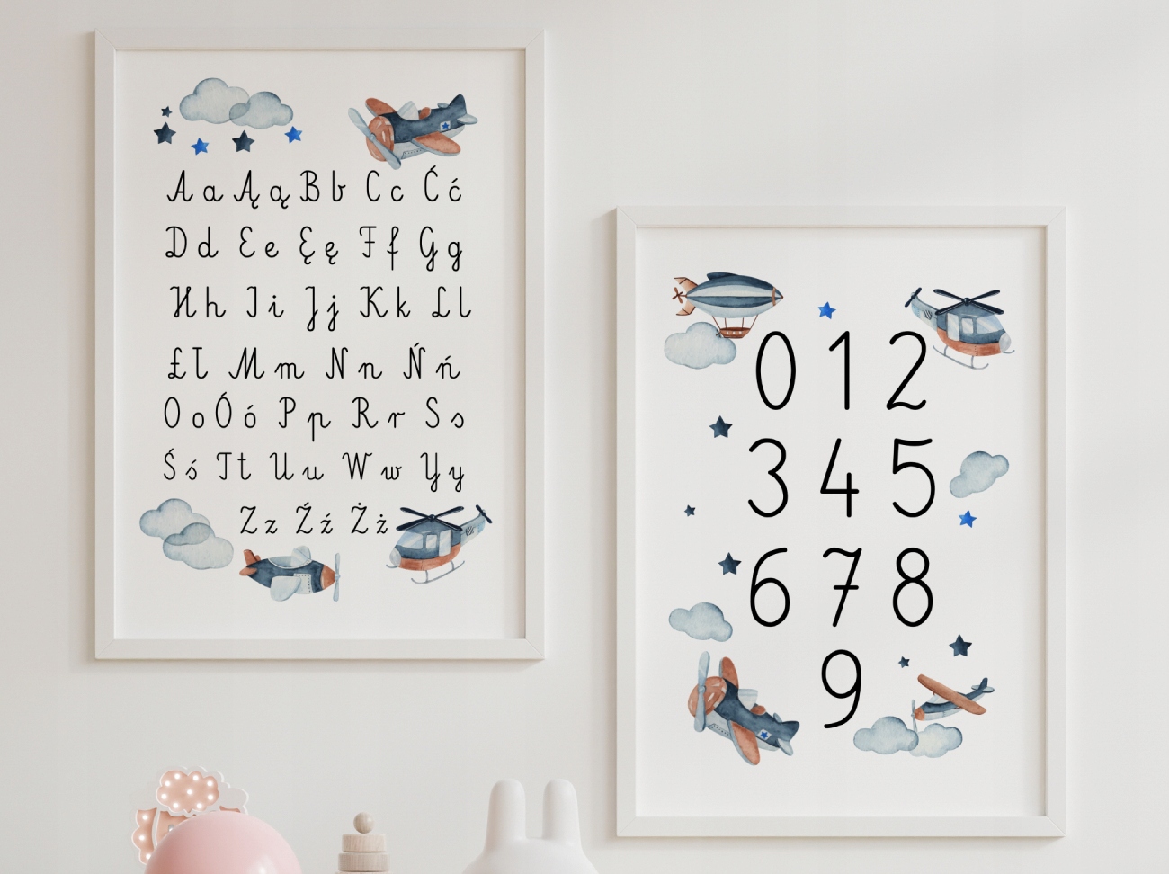 Obrazek alfabet pisany cyfry obrazek samolot A3