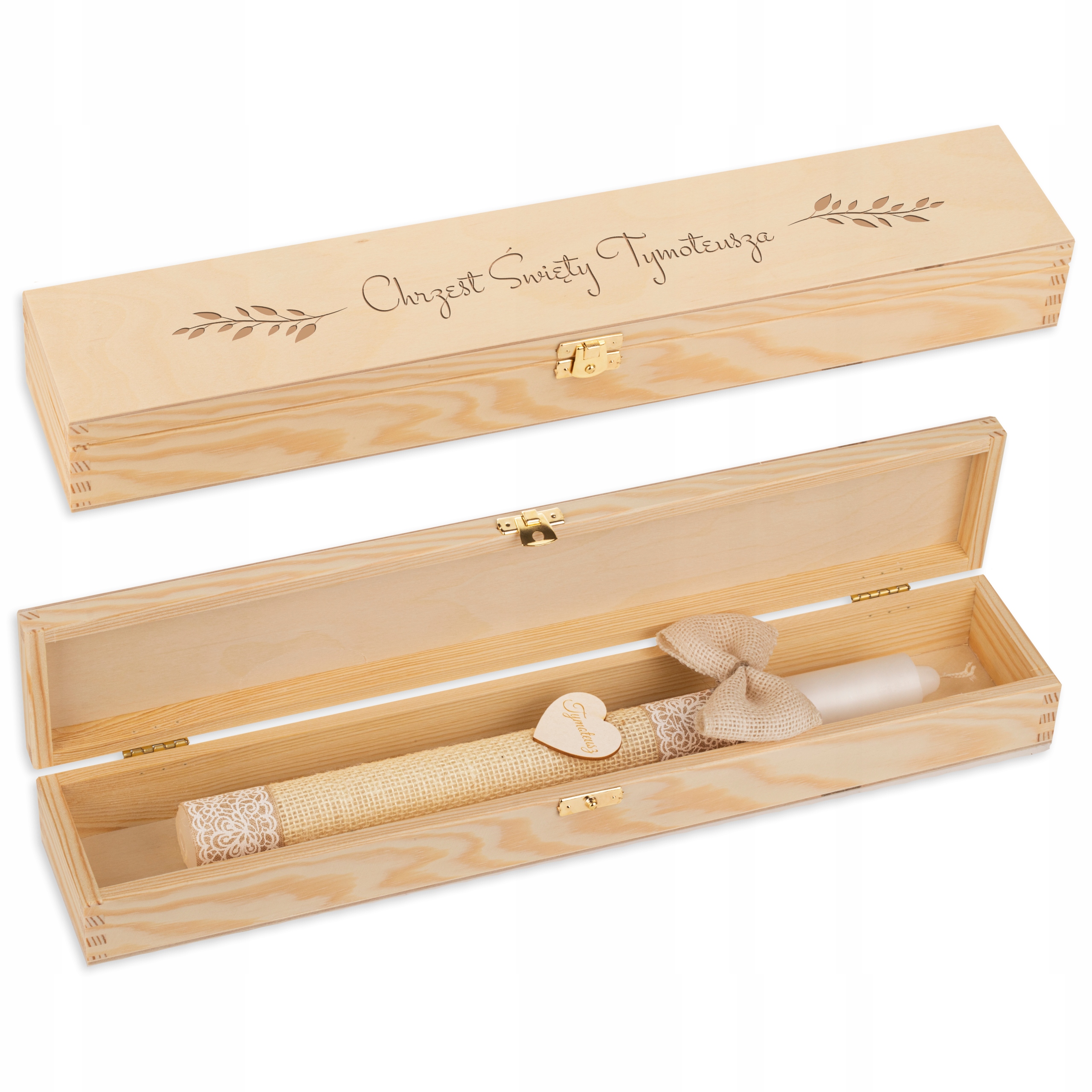 

Pudełko Na Świecę Drewniana Szkatułka Na Chrzest