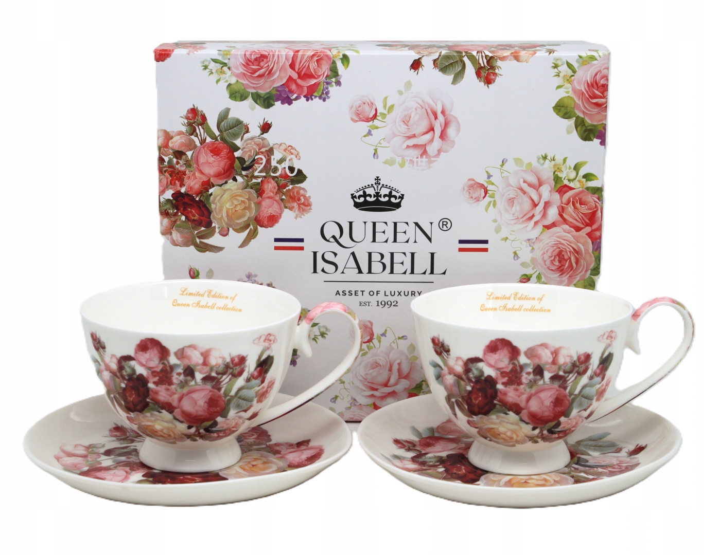 Sada Dvou Šálků S Podstavkami Růže 250 ML